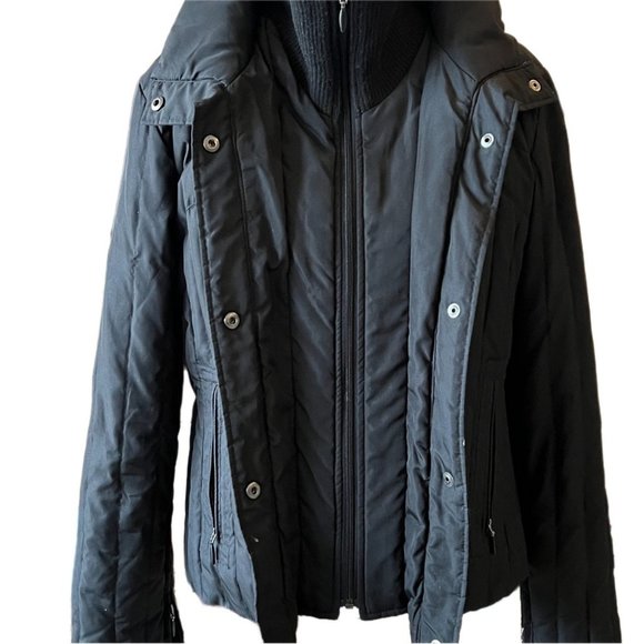 Down blend Puffer Quilted Jacket Kenneth Cole Reaction Black M - Picture 2 of 15